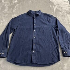 UNTUCKit Shirt Mens 2XL Blue Solid Sherwood Long Sleeve Button Up Casual Cotton